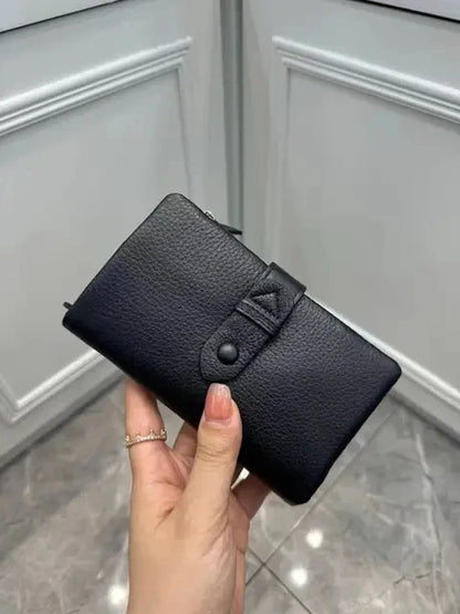 Genuine Leather Short Wallet for Women – Multifunctional Card Holder Zipper Coin Purse