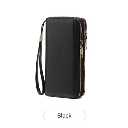 RFID Blocking Women's Wallet Double Zipper Large Capacity Clutch