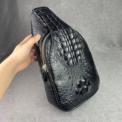 Crocodile Leather Men's Sling Chest Bag Crossbody
