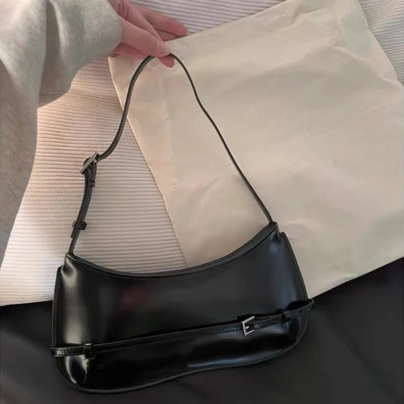 French Niche Leather Shoulder Bag – Women's Luxury Baguette Handbag