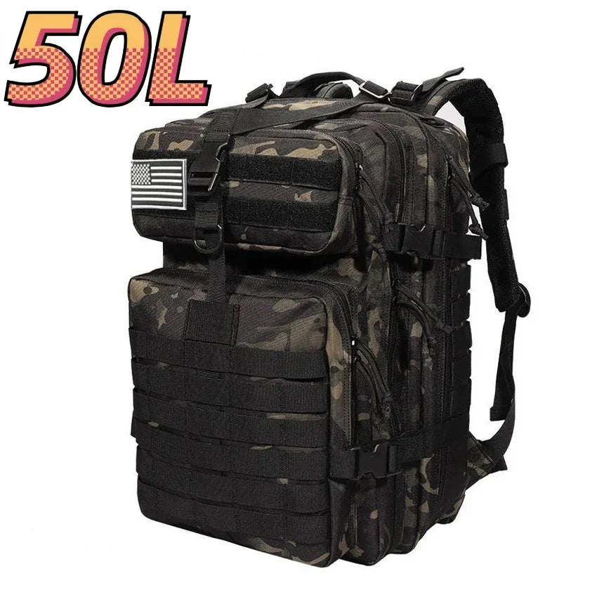 50L Tactical Backpack – Waterproof 1000D Nylon Hunting & Hiking Rucksack