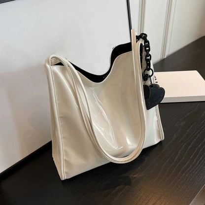 Patent Leather Shoulder Bag for Women – Chic Chain Tote