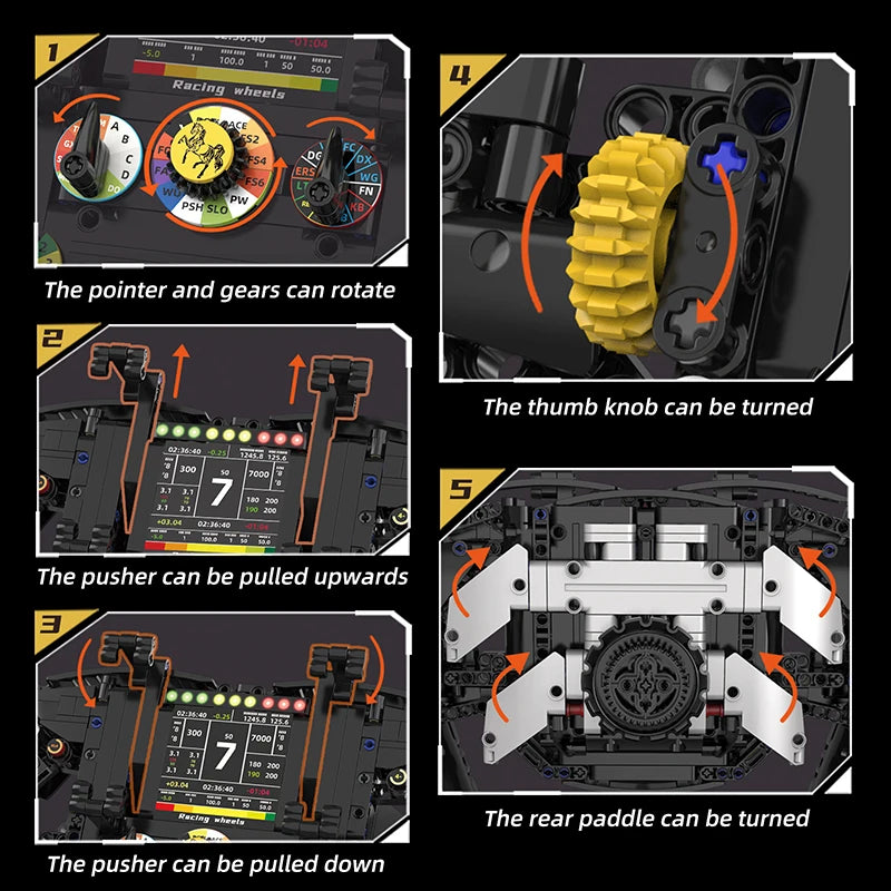 Formula Racing Steering Wheel Building Blocks Set – MOC Technic Model