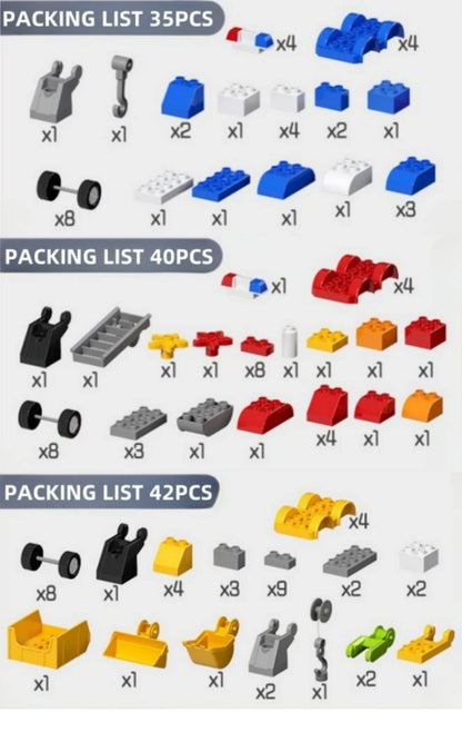 Large Particle Building Blocks Engineering Vehicle Set for Kids – Excavator & Cars