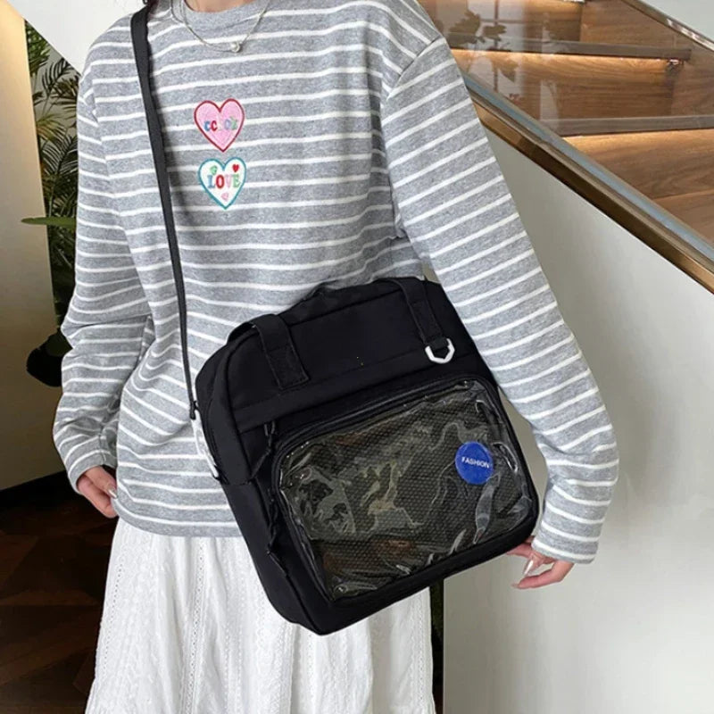 Kawaii Ita Bag Nylon Tote – Large Shoulder Bag for Teen Girls