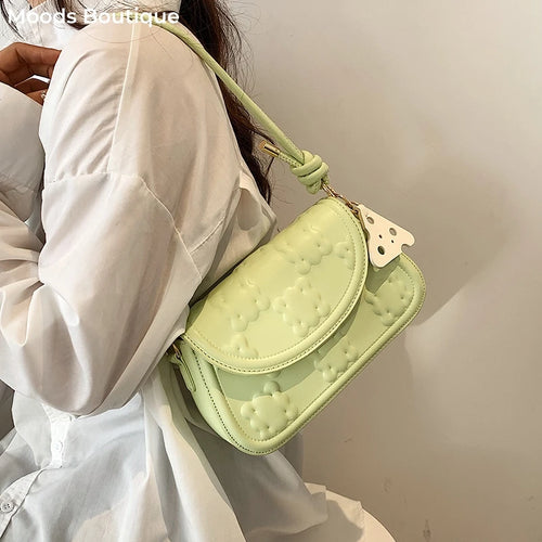 Moods Biscuit Design Shoulder Bags Women Flap Shape Crossbody Messenger Bag Dual-Strap Underarm