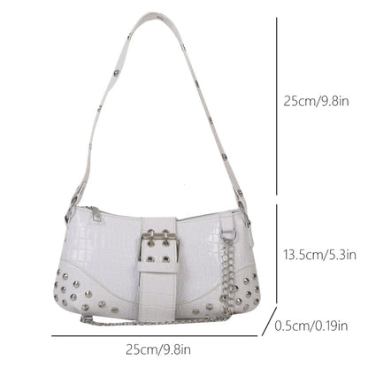 Y2K Rivet Chain Shoulder Bag – Gothic Women's Handbag