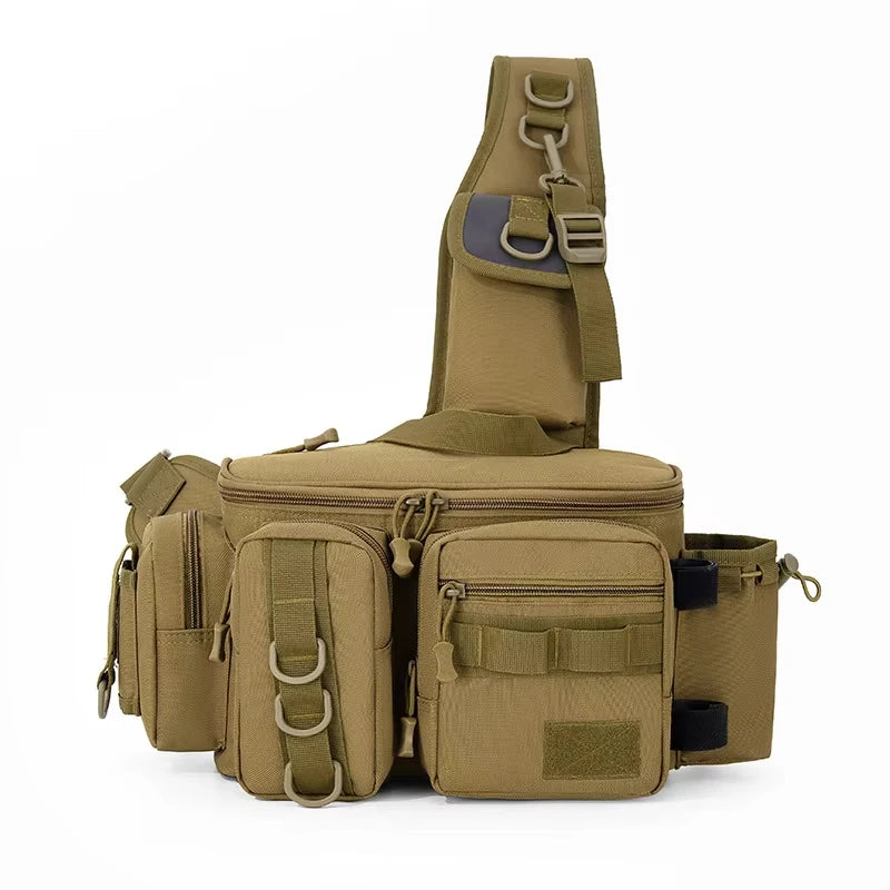 Tactical Fishing Tackle Bag with Rod Holder – Outdoor Waist Pack