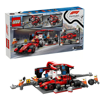 LEGO 60443 F1 Pit Stop Crew Building Set – Ferrari Race Car Toy 322pcs