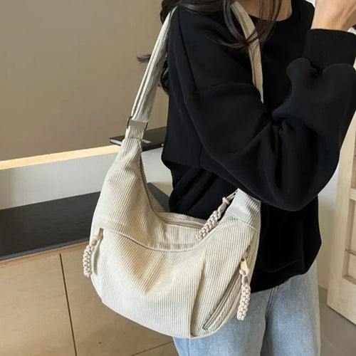 Corduroy Crescent Shoulder Bag for Women – Crossbody Sling