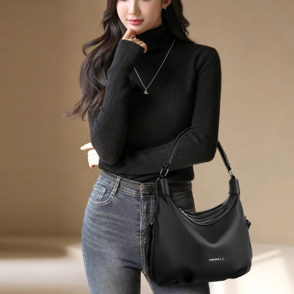 Leather Hobo Shoulder Bag for Women – Crossbody Handbag