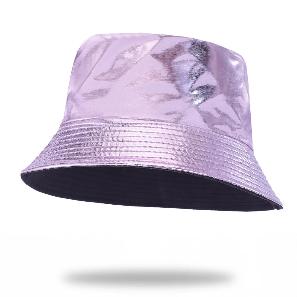 Reversible Faux Leather Bucket Hat for Women – Waterproof PU
