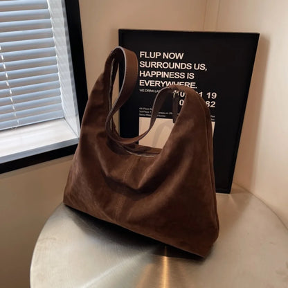 Suede Leather Hobo Shoulder Bag for Women