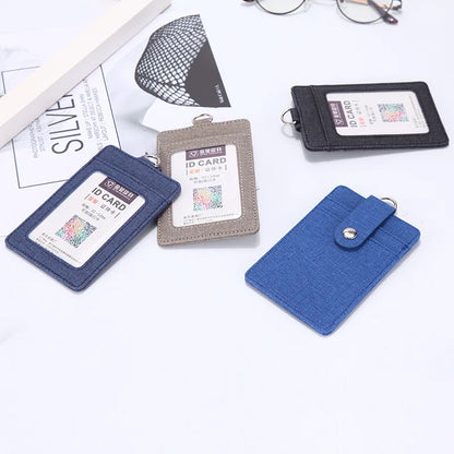 Leather ID Badge Holder with Retractable Lanyard – Card Case
