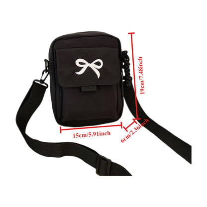 Women Bow Shoulder Bag Adjustable Strap Trendy Crossbody Solid Color Daily Messenger Purses Handbags