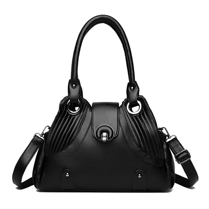 Leather Tote Handbag for Women – Designer Two-Layer Shoulder Bag