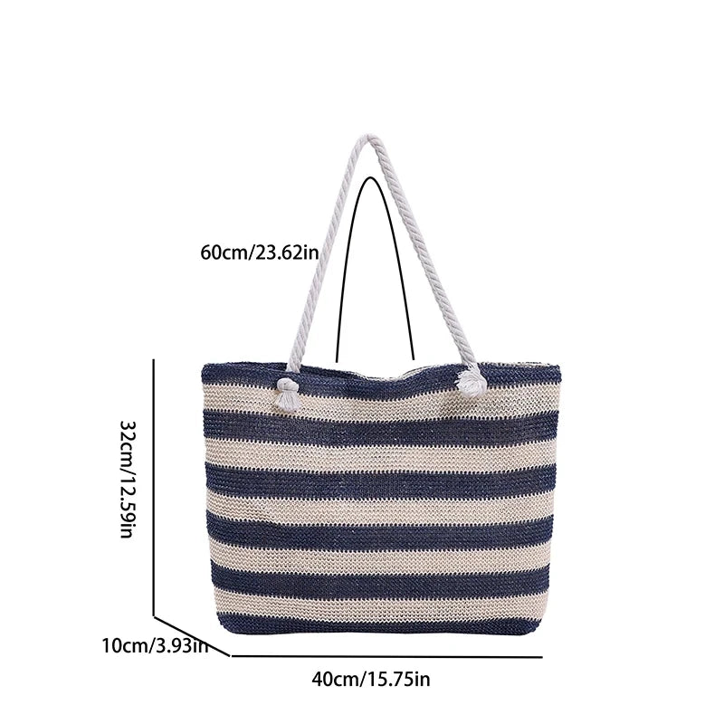 Large Straw Beach Tote Bag – Women's Summer Shoulder Bag