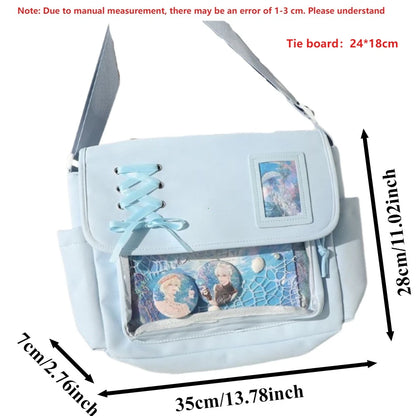 Kawaii Itabag Messenger Bag Clear Window Lace Detail Crossbody