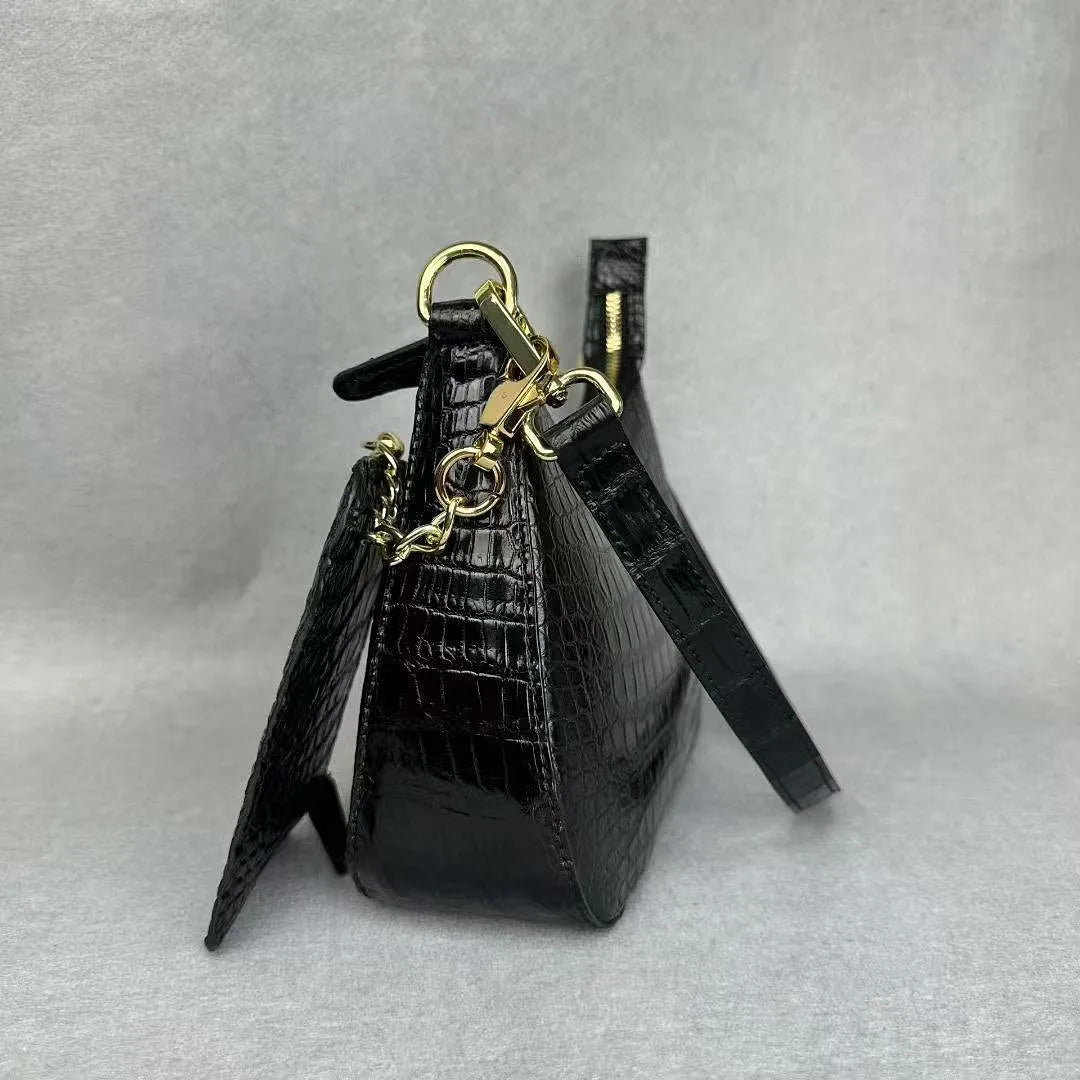Crocodile Leather Shoulder Bag – Women's Luxury Underarm Handbag