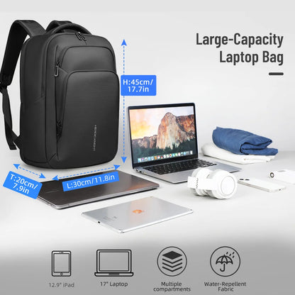 Men's Business Laptop Backpack 17.3" – Waterproof USB Travel Bag