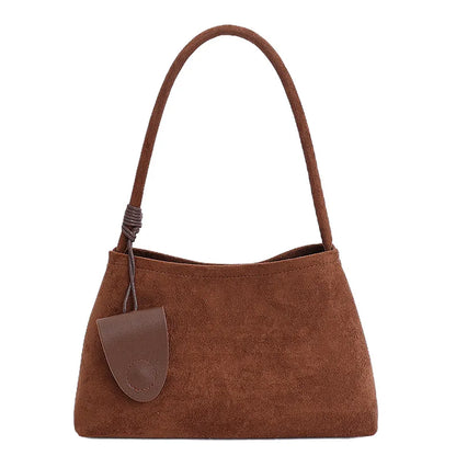 Retro Suede Shoulder Bag for Women – Luxury Underarm Handbag