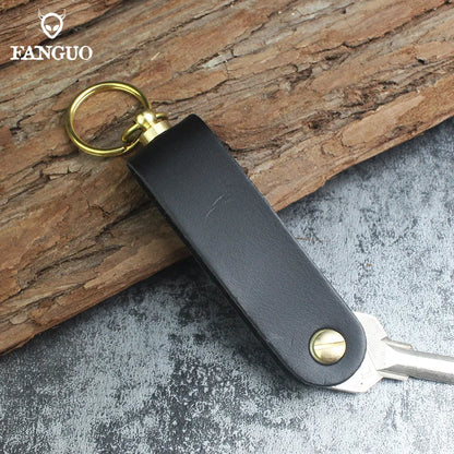 Genuine Leather Key Pouch Organizer – Handmade Floral Embossed Keychain Holder