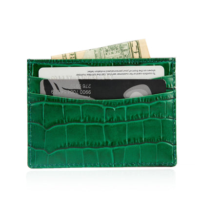 Croco Leather Card Holder Wallet – Custom Name Monogram