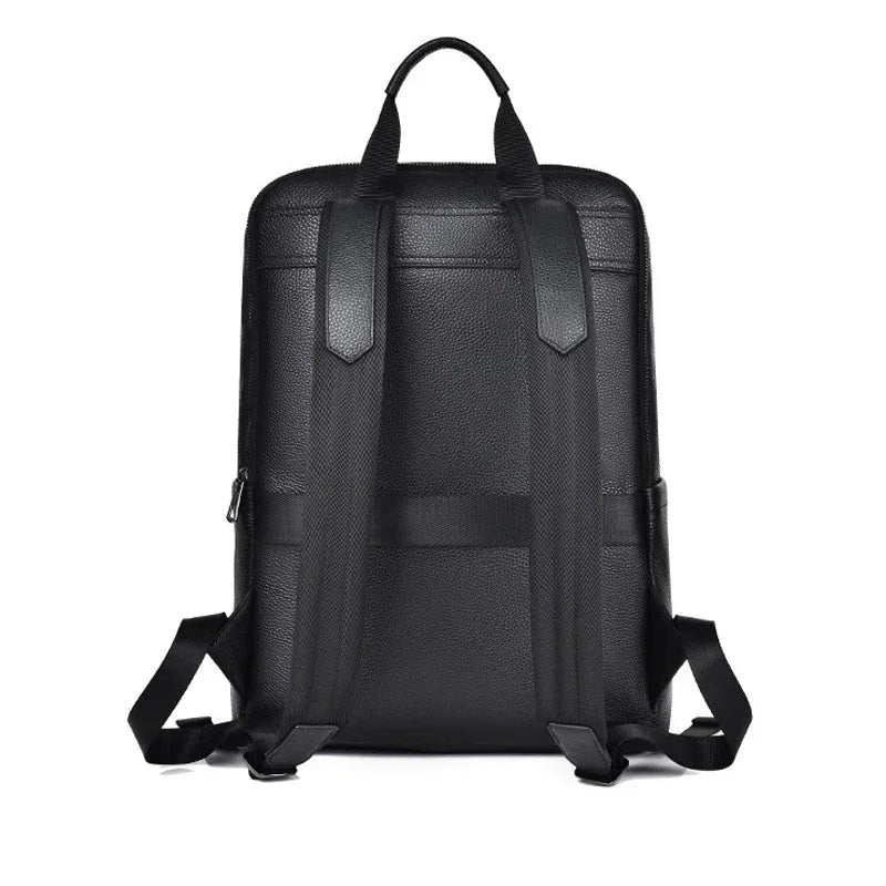 Genuine Leather Men's Backpack – 15.6" Laptop Bag