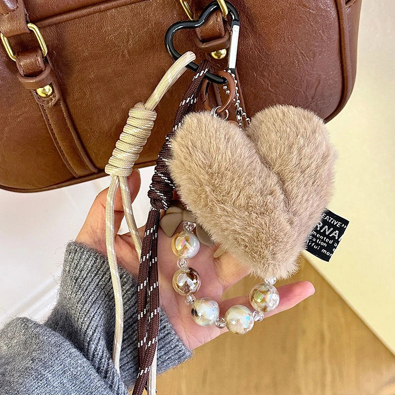 Heart Shaped Keychain Pendant – Leather, Plush & Silicone Charm for Women & Couples