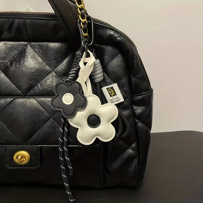 Flower Keychain PU Leather Bag Charm & Car Keyring