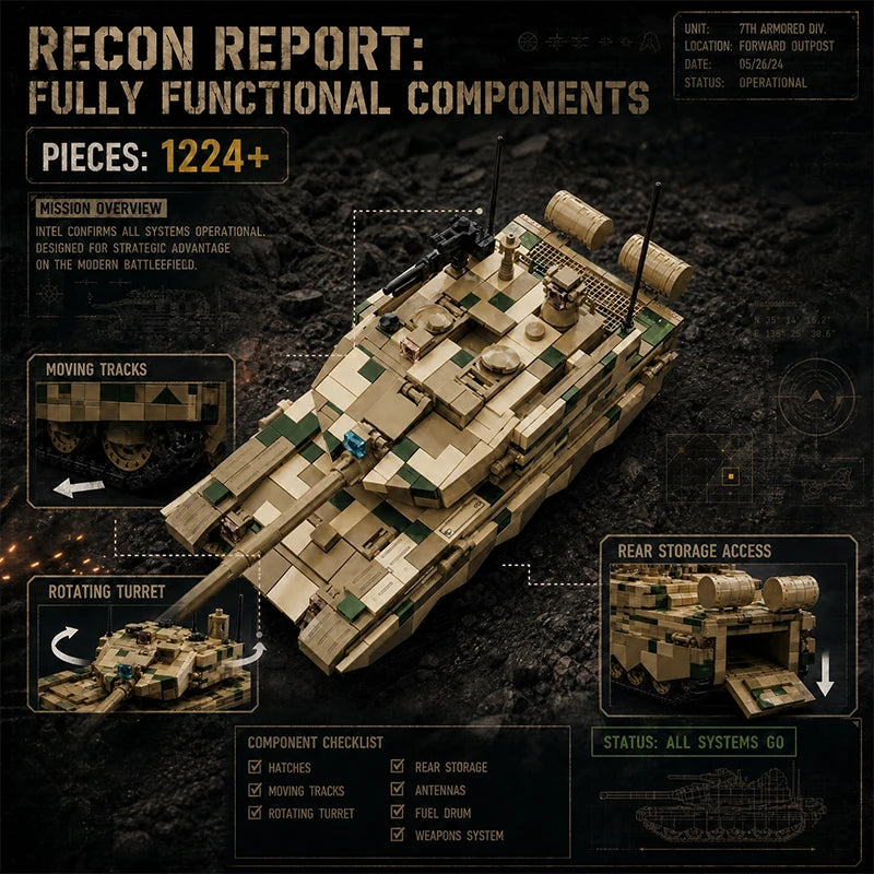 Military Army Tank MOC Building Blocks Set with Soldier Figures