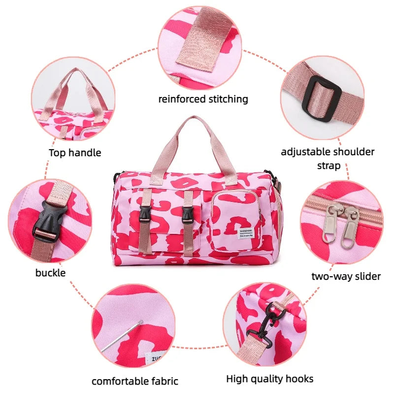 Leopard Print Weekender Gym Bag for Travel & Fitness