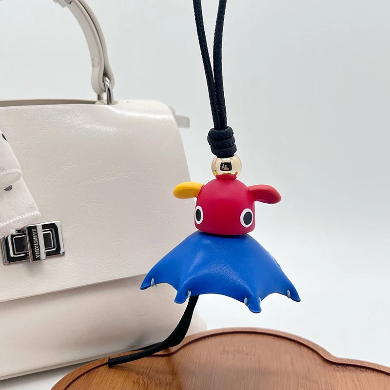 Hand-Woven Leather Fruit Bag Charm – Cute Keychain Pendant