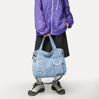 Women's Denim Tote Bag – Large Crossbody Shoulder Bag for School & Daily Use
