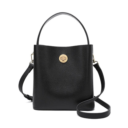 Genuine Leather Bucket Bag – Women's Top Grain Cowhide Tote