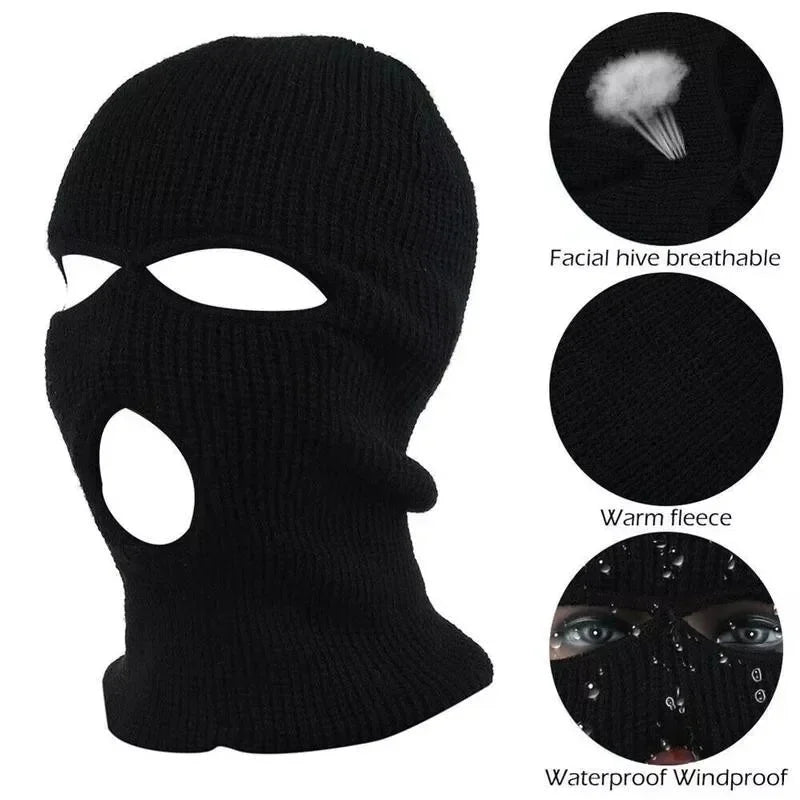 Embroidery Wool Balaclava – Windproof Full Face Ski Mask