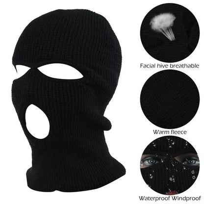 Winter Motorcycle Windproof Full Face Knit Hats Ski Mask Men Warm Wool Balaclava Embroidery Knitted