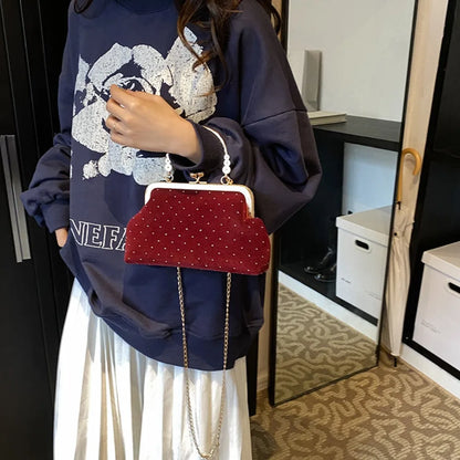 Evening Clutch Purse – Vintage Kiss-Lock Chain Bag for Women