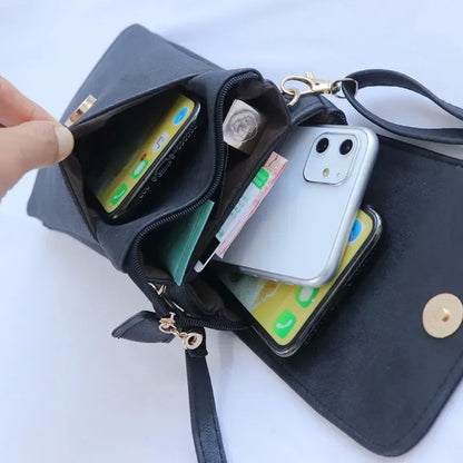 PU Leather Phone Crossbody Bag – Small Flap Messenger Purse for Women