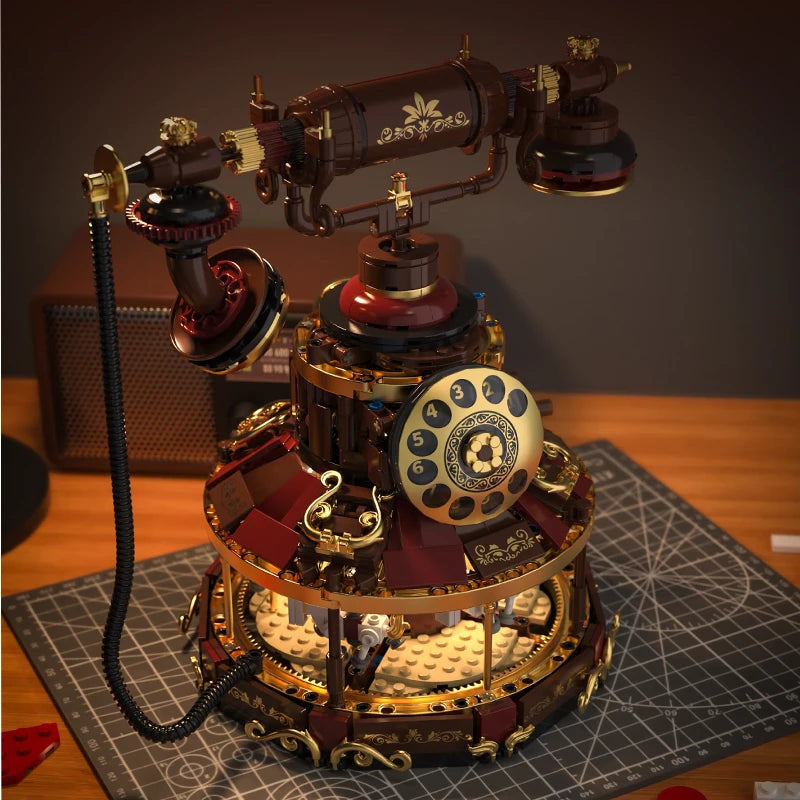 Retro Telephone MOC Building Set – Carousel Bricks Room Decor