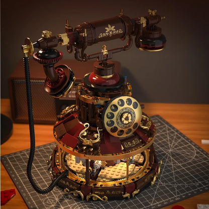 Retro Telephone MOC Building Set – Carousel Bricks Room Decor
