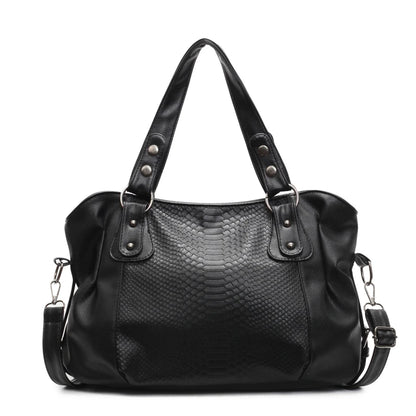 Large Capacity Leather Shoulder Bag for Women – Crocodile Pattern Tote