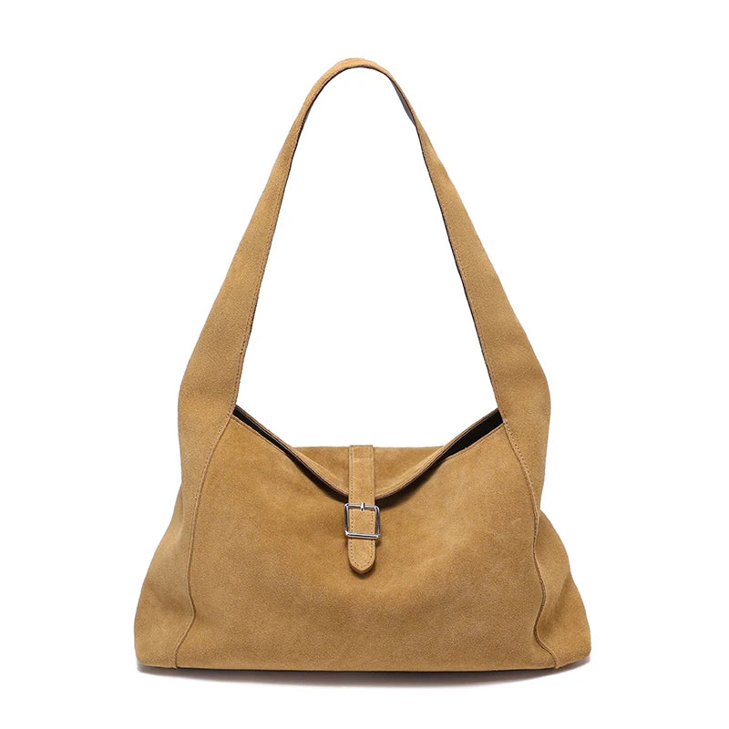 Suede Leather Crossbody Bag - Soft Cowhide Shoulder Bag for Women