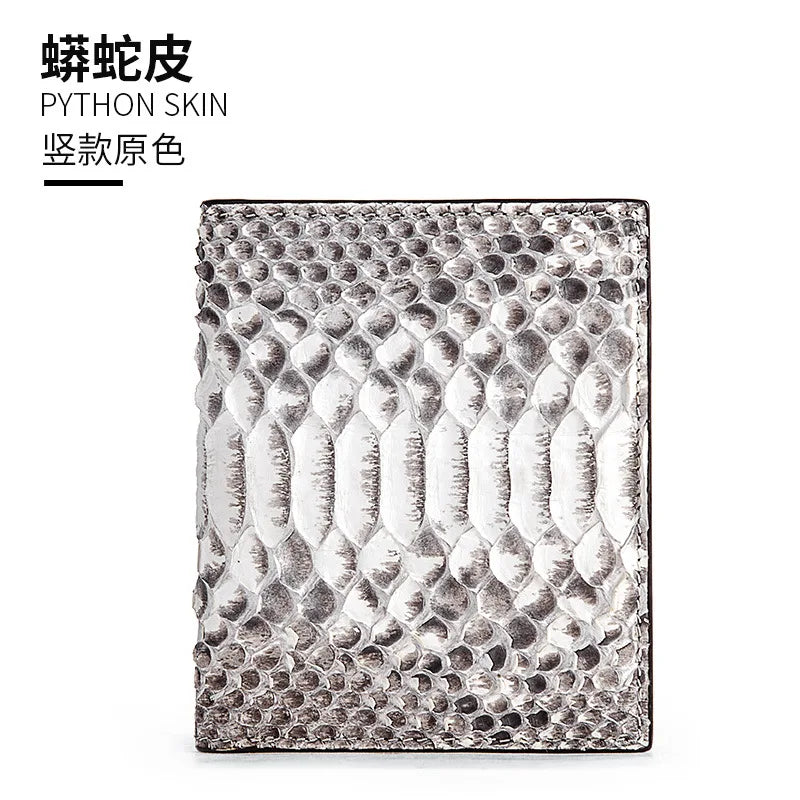 Python Skin Genuine Leather Bifold Wallet – Multi Card Slots