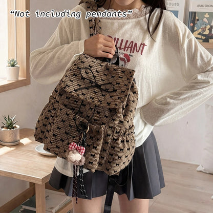 Bow Print Backpack – Japanese Style Large Capacity Casual Bag