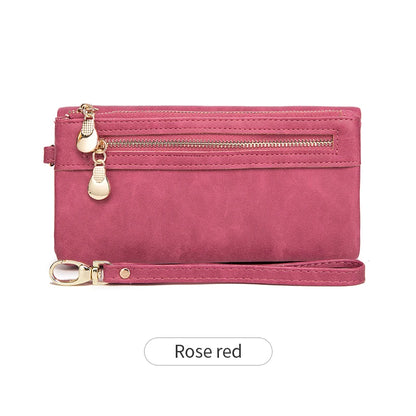 Women's Retro Long Wallet Large Capacity Double Zipper Multi-Card Clutch