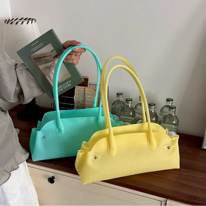 Transparent Jelly Handbag Candy Color Tote Bag Korean Zipper Waterproof Shoulder Women Summer Casual