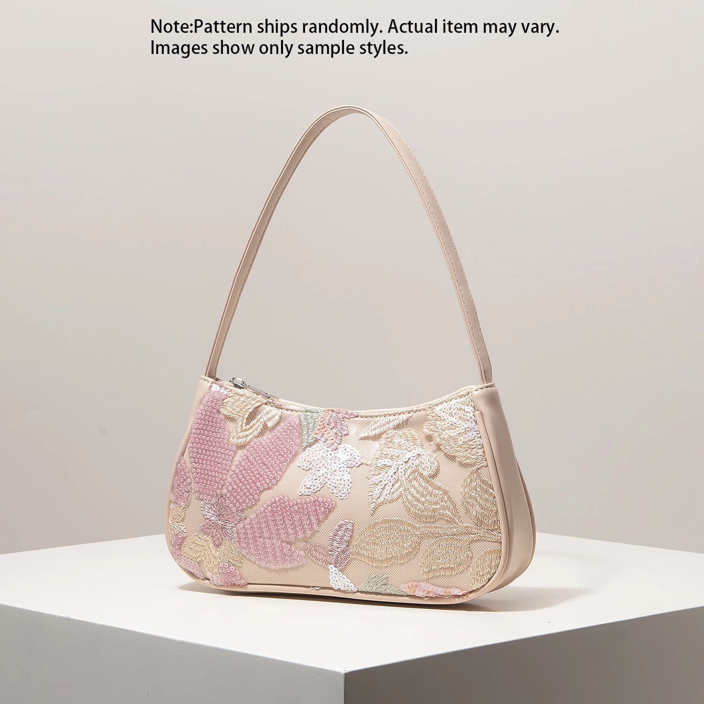 Floral Sequin Embroidery Shoulder Bag