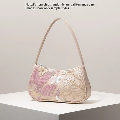 Floral Sequin Embroidery Shoulder Bag