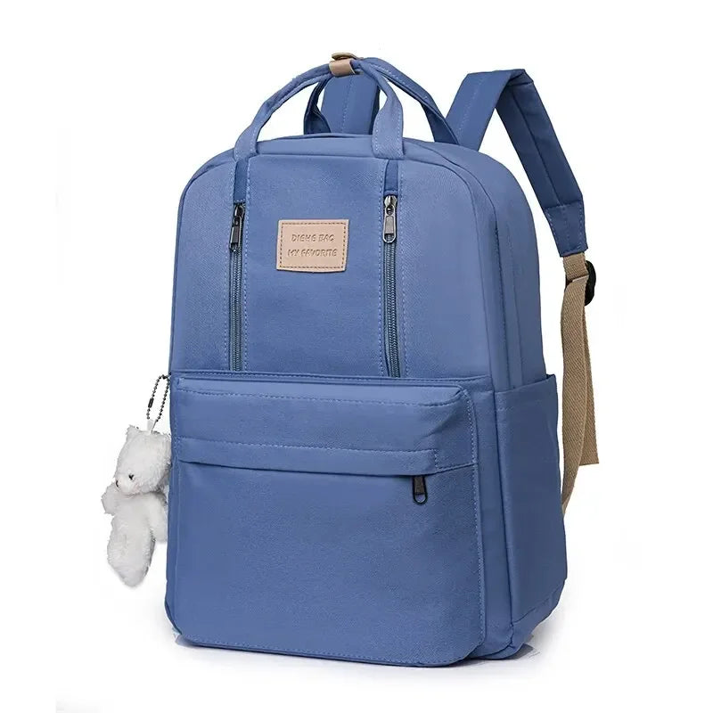 Waterproof Women's School Backpack with Free Bear Charm